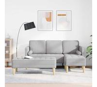 zylophax Ensemble canapé modulable 2 pièces Gris Nuage avec Pouf 173x131x67 cm Tissu Polyester Cadre Bois pour Salon séjour Bureau Relaxation Convertible Angle Droit
