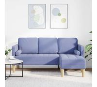 zylophax Ensemble canapé modulable 3 Places Bleu Denim en Polyester avec accoudoirs Plats et Cadre Bois, canapé d'angle Droit Convertible pour Salon séjour Chambre Bureau