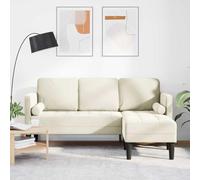 zylophax Ensemble canapé modulable 3 Places crème en Polyester Velours, canapé d'angle Droit avec accoudoir Plat et Dossier inclinable, Banquette Convertible pour Salon séjour Bureau