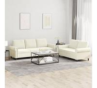 zylophax Ensemble canapé Velours crème 2 pièces avec Coussins 5 unités, Structure métal et contreplaqué, Assise Confortable pour Salon séjour Bureau Chambre, Design modulable et Stable