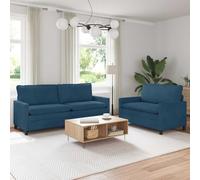 zylophax Ensemble de canapés 2 pièces Bleu Velours avec Coussins à Double Couche, Cadre métal Robuste, Housses Amovibles, Dimensions adaptées Petits et Grands espaces, idéal Salon séjour Bureau