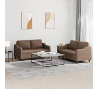 zylophax Ensemble de canapés 2 pièces Marron en Tissu Polyester avec 4 Coussins, Structure en métal et contreplaqué, Dimensions 138x77x80 cm et 158x77x80 cm, Confortable pour Salon séjour Bureau