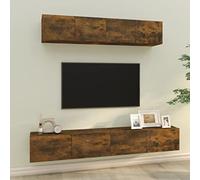 zylophax Ensemble de Meubles TV 4 pcs en Bois d'ingénierie chêne fumé avec Rangement Mural, Console et étagère pour Salon séjour Chambre, Design Moderne Industriel pour Organisation audiovisuelle