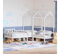 zylophax Ensemble lit de Jour Blanc en Bois de pin Massif avec Banc et Toit, sommier à Lattes, Structure Solide, Design scandinave pour Chambre Adulte Enfant, Espace Rangement intégré