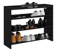 zylophax Étagère à Chaussures Noir en Bois d'ingénierie 80x25x62 cm, Meuble de Rangement modulable pour entrée Couloir, Organisateur casier empilable, Armoire pour Baskets Talons Bottes
