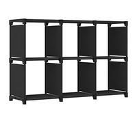 zylophax Étagère d'affichage 6 Cubes Noir en Tissu et Acier 103x30x72,5 cm Meuble de Rangement modulable pour Salon Bureau Chambre avec Compartiments Ouverts et Fixation Murale