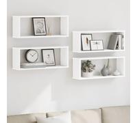 zylophax Étagères murales Cube 4 pcs Blanc en Bois d’ingénierie 60x15x23 cm Support Flottant pour Rangement bibliothèque décoration Salon Chambre Bureau