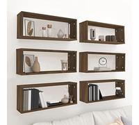 zylophax Étagères murales Cube en Bois d’ingénierie chêne Marron 6 pcs 60x15x23 cm Support Rangement Suspendu pour Salon Chambre Bureau décoration et Organisation Pratique