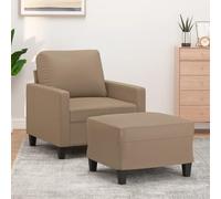 zylophax Fauteuil avec Repose-Pied en Similicuir Cappuccino 60 cm, Structure Robuste, siège Confortable, Design Moderne pour Salon séjour Bureau Chambre