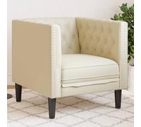 zylophax Fauteuil Chesterfield crème en Similicuir résistant avec Assise rembourrée et Dossier capitonné, Pieds Robustes, Dimensions 71x74,5x70,5 cm pour Salon séjour Bureau Confort Relaxation