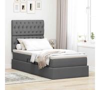 zylophax Lit Cadre avec Rangement et Matelas Gris foncé 100 x 200 cm Tissu Moderne Plateforme avec sommier escamotable Coffre tiroir tête et Pied pour Chambre Adulte Enfant ado