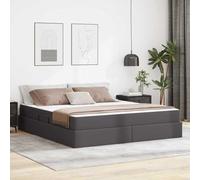 zylophax Lit Cadre avec sommier Plateforme Gris en Cuir avec Matelas 160x200 cm, Rangement spacieux escamotable, Structure métal Durable pour Chambre Adulte Moderne