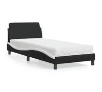 zylophax Lit Cadre sommier Dover 80x200 cm Noir et Blanc Similicuir avec Matelas Mousse H2 H3 Plateforme capitonné tête de lit Adulte Enfant Studio Mezzanine