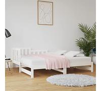 zylophax Lit Coulissant Blanc en Bois de pin Massif 2x90x190 cm Cadre sommier à Lattes Structure Solide pour Chambre Adulte Enfant escamotable gigogne