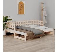 zylophax Lit Coulissant en Bois de pin Massif 2x80x200 cm Cadre sommier à Lattes Robuste pour Chambre Adulte Enfant canapé-lit escamotable Pratique et Solide