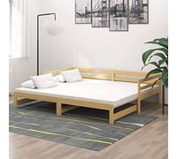 zylophax Lit Coulissant en Bois de pin Massif 2x90x200 cm avec Matelas Mousse PU 10 cm, Cadre Solide avec Lattes, canapé gigogne pour Chambre Adulte Enfant