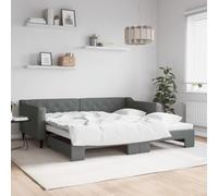 zylophax Lit de Jour Gris foncé 100x200 cm avec Structure en Bois et métal, sommier à Lattes, Couchage gigogne escamotable, Banquette Pratique pour Chambre Adulte ou Studio