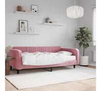 zylophax Lit de Jour Velours Rose 100x200 cm avec Matelas Mousse, Cadre Bois métal, sommier à Lattes, canapé-lit Pliable pour Chambre Adulte Enfant, Solution Couchage Pratique et Gain d'espace