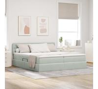 zylophax Lit de Rangement Gris Clair 100 x 200 cm avec Matelas Mousse, Cadre métal Solide, tête de lit capitonnée, sommier à Lattes, Design scandinave et Espace de Rangement escamotable