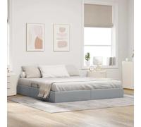 zylophax Lit de Rangement Gris Clair avec Cadre métal Robuste 180 x 200 cm, sommier à Lattes intégré, Design Moderne et Fonction escamotable pour Chambre Adulte ou Enfant