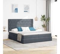 zylophax Lit de Rangement Gris foncé avec tête de lit en Velours, Cadre métal 180 x 200 cm, sommier Plateforme avec Espace de Rangement escamotable, Matelas Ferme Moyen, Chambre Adulte Moderne