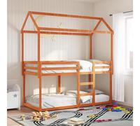 zylophax Lit superposé en pin Massif Cire Marron 90x200 cm avec Cadre sommier Plateforme sécurisée pour Chambre Enfant Espace limité Toit Amusant Design Compact