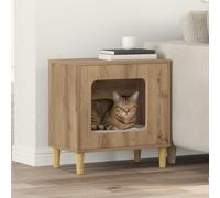 zylophax Maison pour chat artisanale en chêne - 51 x 30 x 52 cm - Intérieur stable et robuste avec beaucoup d'espace pour dormir et escalader - Idéal comme grotte et lieu de couchage pour chats