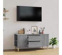 zylophax Meuble TV en Bois d'ingénierie Sonoma Gris 102x44,5x50 cm avec 4 Compartiments Ouverts et 2 tiroirs pour Rangement Salon séjour Design Moderne scandinave
