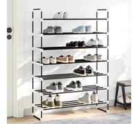 zylophax Range-Chaussures avec 7 étagères en métal et Plastique Noir, 91 x 29 x 133 cm, Meuble de Rangement modulable pour entrée, Couloir, Dressing, organise Baskets, Bottes, Talons