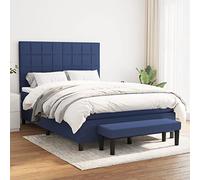 zylophax Sommier à Lattes avec Matelas 140x190 cm Bleu Tissu capitonné tête réglable Banc Multifonctionnel Chambre Adulte Enfant Confort Durable