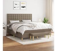 zylophax Sommier à Lattes avec Matelas 160x200 cm Taupe Tissu capitonné tête de lit réglable Banc Multifonctionnel Chambre Adulte Enfant Robuste