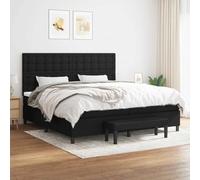 zylophax Sommier à Lattes avec Matelas 200x200 cm en Tissu Noir, Cadre lit capitonné Robuste avec tête réglable, Banc Multifonctionnel, Structure Plateforme Solide pour Chambre Adulte et Enfant