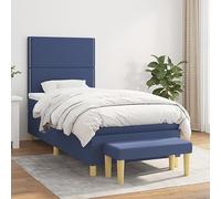 zylophax Sommier à Lattes avec Matelas Bleu 100x200 cm Tissu Polyester Cadre lit scandinave tête réglable Banc Multifonctionnel Chambre Adulte Enfant