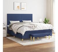 zylophax Sommier à Lattes avec Matelas Bleu 160x200 cm en Tissu, Cadre lit Robuste avec tête réglable, Banc Multifonctionnel, Design scandinave pour Chambre Adulte Enfant ado