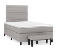 zylophax Sommier à Lattes avec Matelas Gris Clair 120x190 cm Tissu Respirant tête de lit réglable Banc Multifonctionnel Chambre Adulte Enfant Design scandinave Robuste
