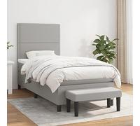 zylophax Sommier à Lattes avec Matelas Gris Clair 90x190 cm Tissu Respirant Cadre de lit scandinave tête de lit réglable Banc Multifonctionnel pour Chambre Adulte Enfant
