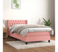 zylophax Sommier à Lattes de lit Cadre avec Matelas 100x200 cm Velours Rose tête réglable Support Ferme pour Chambre Adulte Enfant Studio Maison