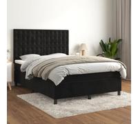 zylophax Sommier à Lattes de lit Cadre Velours Noir 140x200 cm avec Matelas Ressorts ensachés et surmatelas Mousse, tête de lit réglable, Support Ferme pour Chambre Adulte ado garçon Fille