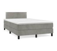 zylophax Sommier à Lattes en Velours Gris Clair 120x190 cm avec Matelas à Ressorts ensachés et tête de lit réglable pour Chambre Adulte, Structure Solide et Confortable