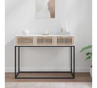 zylophax Table Console Blanc Bois d'ingénierie et Fer 105x30x75 cm avec 3 tiroirs Rangement pour entrée Salon Bureau intérieur Design scandinave Stable et Robuste