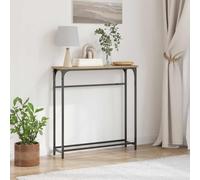 zylophax Table Console chêne Artisanal 75 x 19,5 x 75 cm avec Cadre Acier Noir, Rangement étagère Ouverte, Meuble Design intérieur pour Salon, entrée, Bureau, et Organisation