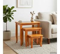 zylophax Tables d'appoint gigognes en Bois Massif d'acajou Naturel, Lot de 3 Tables emboîtables, Design pour Salon, Chambre, Bureau, Console Pratique et Durable
