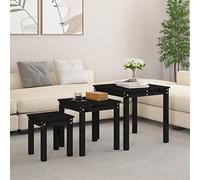 zylophax Tables gigognes 3 pièces en Bois de pin Massif Noir, Tables d'appoint gigognes pour Salon, Chambre, Bureau, Console Multifonction avec Rangement, Design et Style Contemporain