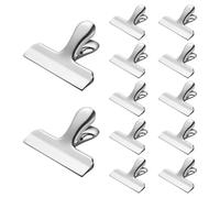 Zyluniy 12 pinces pince sachet alimentaire, 78mm pinces pour sacs en acier inoxydable, larges pinces métalliques, pinces métalliques pour étiquettes, sacs, commerces, photos, cuisine et bureau