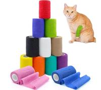 Zyluniy 12 Rouleaux Bandage Autoadhésif 10cm x 4.5m, Bandage de Premier Soin, Bandage Auto-adhésive pour Chien et Chat, Bandage Non Tissé pour Poignets, Chevilles, etc