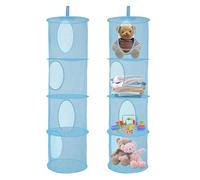 Zyluniy 2 PiècesFilet Rangement Suspendu, 4 Niveaux Filets de Rangement Pliables, Organisateur Suspendu pour Peluches, Range Peluche Organisateur en Tissu pour Jouets, Petits Vêtements (Bleu)