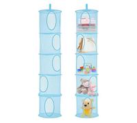 Zyluniy 2 PiècesFilet Rangement Suspendu, 5 Niveaux Filets de Rangement Pliables, Organisateur Suspendu pour Peluches, Range Peluche Organisateur en Tissu pour Jouets, Petits Vêtements (Bleu)