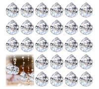 Zyluniy 24 Pièces Cristaux à Suspendre, 20mm Boule de Cristal Clair Prisme Attrape-Soleil Pendentifs, Prismes de Cristaux Suspendus Suncatcher pour Fenêtres, Lustres, Voitures, Jardin, Mariages, Fêtes