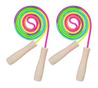 Zyluniy 2pcs corde à sauter enfant, 250cm corde à sauter arc-en-ciel pour enfants Corde à Sauter Réglable avec Poignées en Bois pour Garçon Fille Fitness Training Exercice Activités de Plein