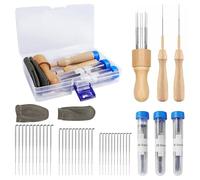 Zyluniy 36 Pièces Aiguille a Laine, Kit de Feutrage Aiguilleté avec 3 Tailles, Kit D'outils De Feutrage De Laine, Manche En Bois pour Aiguille à Feutrer, pour Le Feutrage de La Laine à Faire Soi-Même